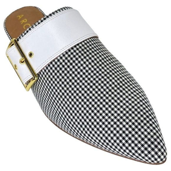 Archive Bond Gingham Checkered Fabric Womens Flat Mules Size 8M - Picture 8 of 16